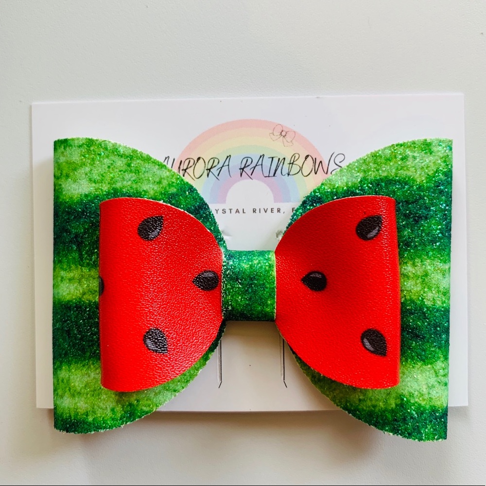 Watermelon Faux Leather Nylon Headband or Bow